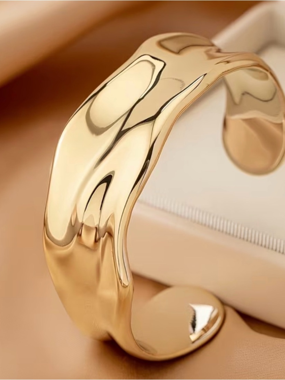 Gold Sculpted Cuff Bracelet - Women's Jewelry